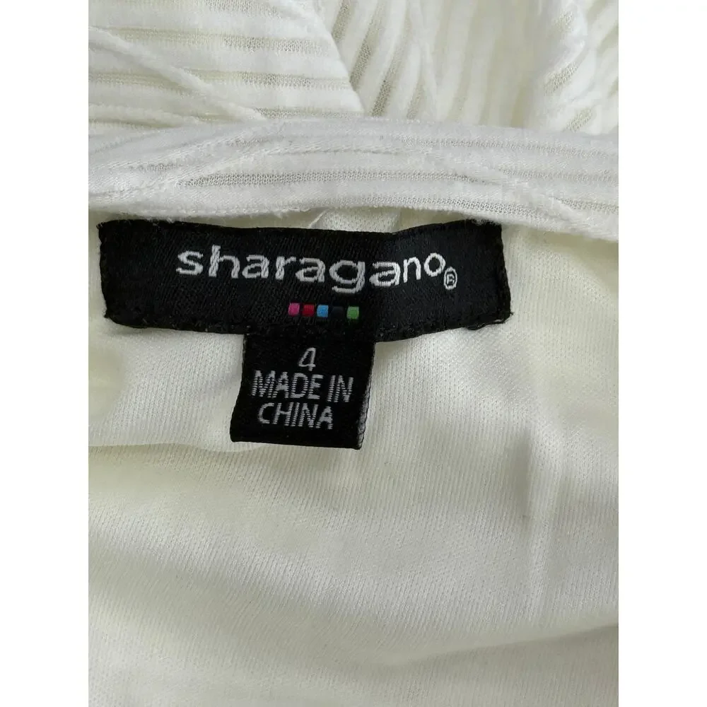 Sharagano Ivory Textured Sleeveless Stretchy Sheath Casual Mini Dress Size 4‎